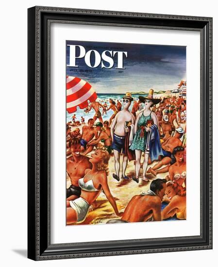 "Palefaces at the Beach," Saturday Evening Post Cover, July 27, 1946-Constantin Alajalov-Framed Giclee Print