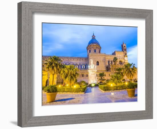 Palermo Cathedral (Duomo Di Palermo) at Night, Palermo, Sicily, Italy, Europe-Matthew Williams-Ellis-Framed Photographic Print