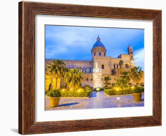 Palermo Cathedral (Duomo Di Palermo) at Night, Palermo, Sicily, Italy, Europe-Matthew Williams-Ellis-Framed Photographic Print