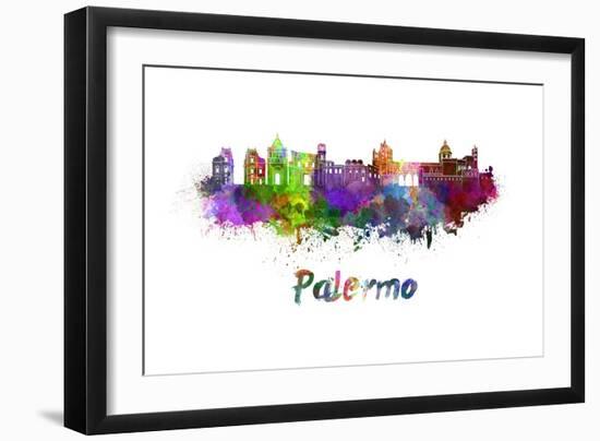 Palermo Skyline in Watercolor-paulrommer-Framed Art Print