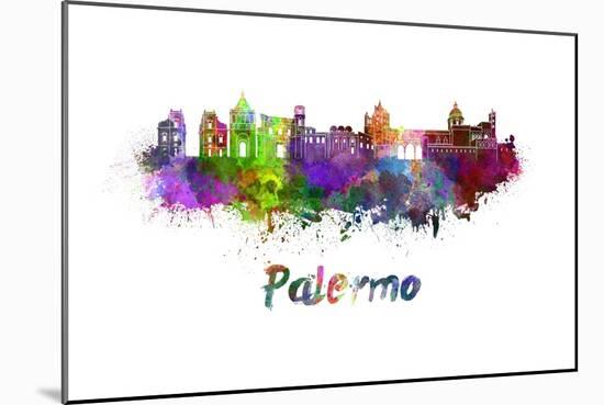 Palermo Skyline in Watercolor-paulrommer-Mounted Art Print