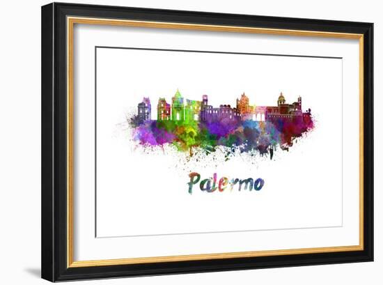 Palermo Skyline in Watercolor-paulrommer-Framed Art Print