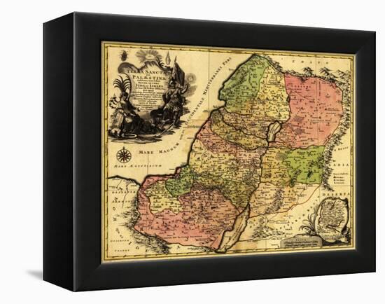 Palestine - Panoramic Map-Lantern Press-Framed Stretched Canvas