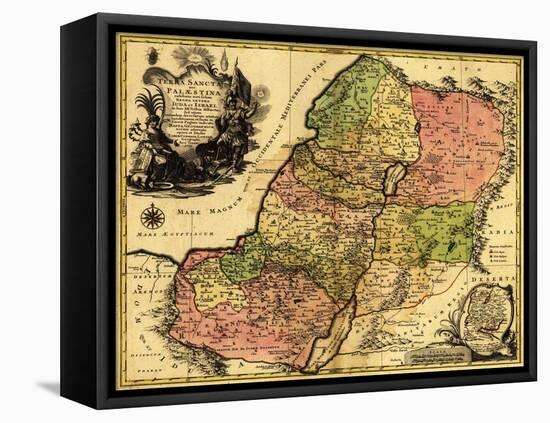 Palestine - Panoramic Map-Lantern Press-Framed Stretched Canvas