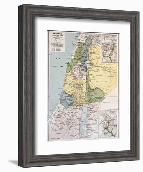 Palestine Tribes Old Map With Jerusalem Insert Maps-marzolino-Framed Art Print