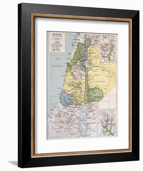 Palestine Tribes Old Map With Jerusalem Insert Maps-marzolino-Framed Art Print