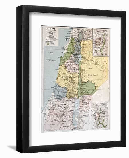 Palestine Tribes Old Map With Jerusalem Insert Maps-marzolino-Framed Art Print