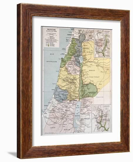 Palestine Tribes Old Map With Jerusalem Insert Maps-marzolino-Framed Art Print