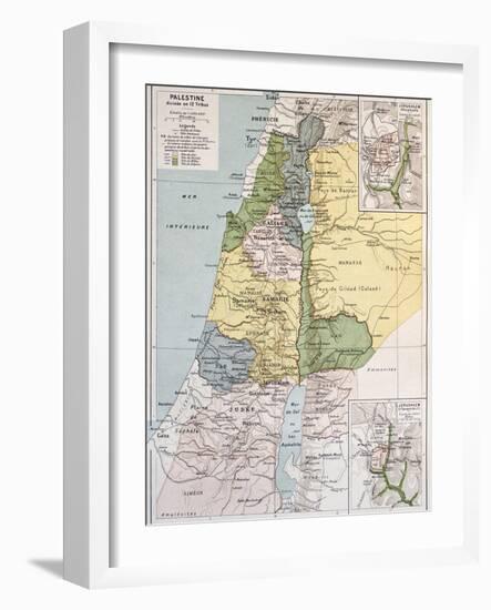 Palestine Tribes Old Map With Jerusalem Insert Maps-marzolino-Framed Art Print