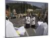 Palestinian Priests Heading the Palm Sunday Catholic Procession, Mount of Olives, Jerusalem, Israel-Eitan Simanor-Mounted Photographic Print