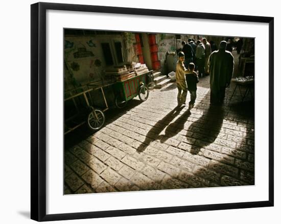 Palestinians Make their Way to the Al Aqsa Mosque Compound for Traditional Muslim Friday Prayers-null-Framed Photographic Print