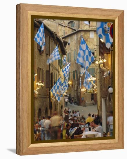Palio Banquet for Members of the Onda (Wave) Contrada, Siena, Tuscany, Italy, Europe-Ruth Tomlinson-Framed Premier Image Canvas
