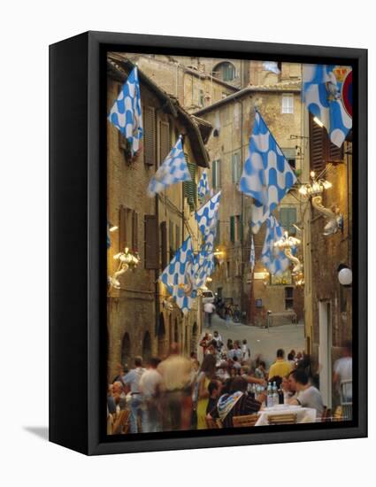 Palio Banquet for Members of the Onda (Wave) Contrada, Siena, Tuscany, Italy, Europe-Ruth Tomlinson-Framed Premier Image Canvas