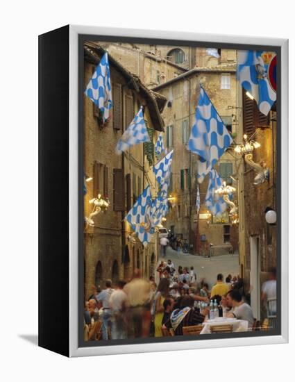 Palio Banquet for Members of the Onda (Wave) Contrada, Siena, Tuscany, Italy, Europe-Ruth Tomlinson-Framed Premier Image Canvas