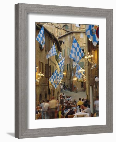 Palio Banquet for Members of the Onda (Wave) Contrada, Siena, Tuscany, Italy, Europe-Ruth Tomlinson-Framed Photographic Print