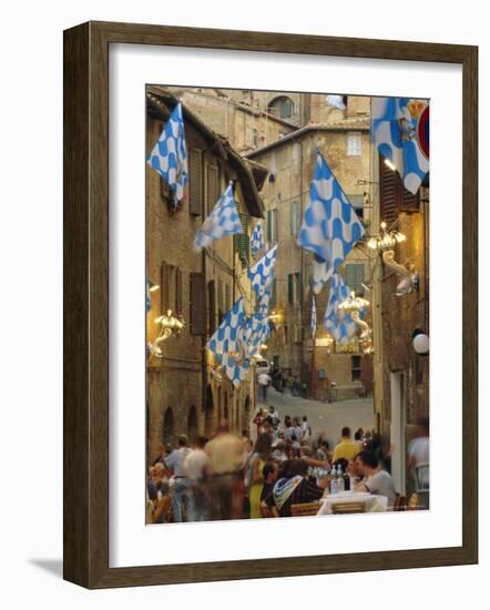 Palio Banquet for Members of the Onda (Wave) Contrada, Siena, Tuscany, Italy, Europe-Ruth Tomlinson-Framed Photographic Print