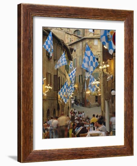 Palio Banquet for Members of the Onda (Wave) Contrada, Siena, Tuscany, Italy, Europe-Ruth Tomlinson-Framed Photographic Print