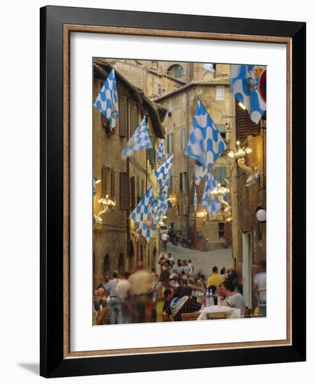 Palio Banquet for Members of the Onda (Wave) Contrada, Siena, Tuscany, Italy, Europe-Ruth Tomlinson-Framed Photographic Print