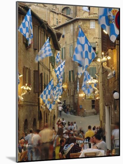 Palio Banquet for Members of the Onda (Wave) Contrada, Siena, Tuscany, Italy, Europe-Ruth Tomlinson-Mounted Photographic Print