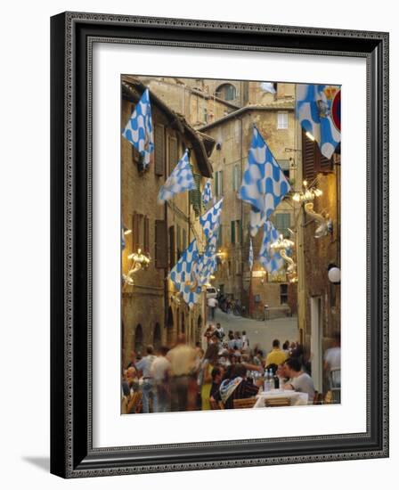 Palio Banquet for Members of the Onda (Wave) Contrada, Siena, Tuscany, Italy, Europe-Ruth Tomlinson-Framed Photographic Print