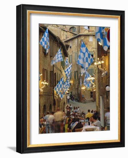 Palio Banquet for Members of the Onda (Wave) Contrada, Siena, Tuscany, Italy, Europe-Ruth Tomlinson-Framed Photographic Print