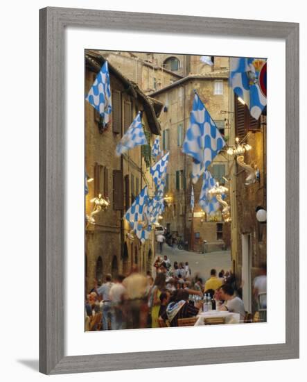 Palio Banquet for Members of the Onda (Wave) Contrada, Siena, Tuscany, Italy, Europe-Ruth Tomlinson-Framed Photographic Print