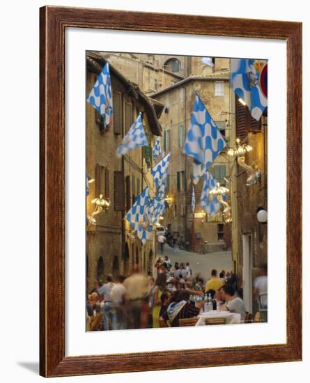 Palio Banquet for Members of the Onda (Wave) Contrada, Siena, Tuscany, Italy, Europe-Ruth Tomlinson-Framed Photographic Print