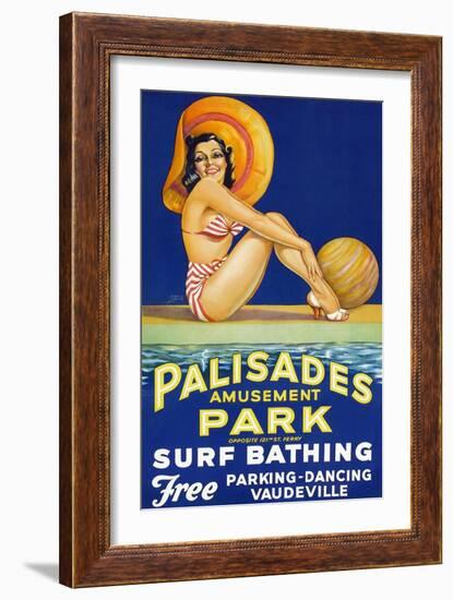 Palisade Amusement Park Surf Bathing-null-Framed Premium Giclee Print