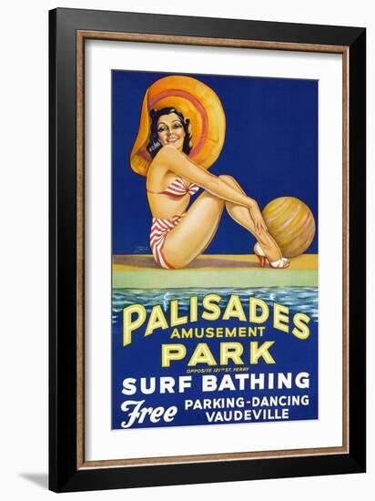 Palisade Amusement Park Surf Bathing-null-Framed Premium Giclee Print