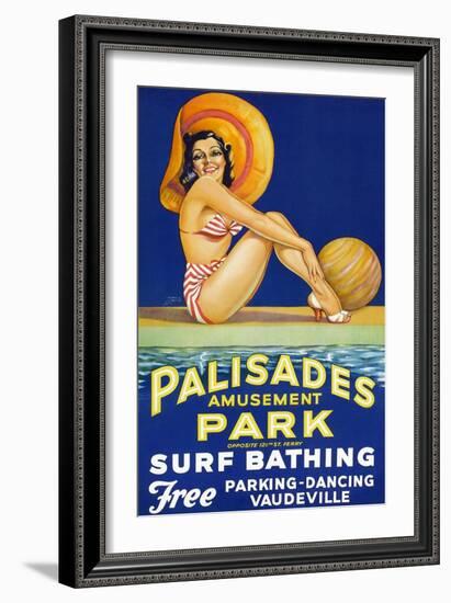 Palisade Amusement Park Surf Bathing-null-Framed Premium Giclee Print