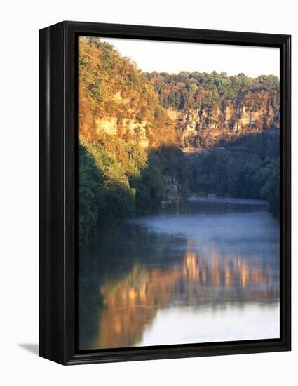 Palisades Mirrored on Kentucky River Against Sunset, Kentucky, USA-Adam Jones-Framed Premier Image Canvas