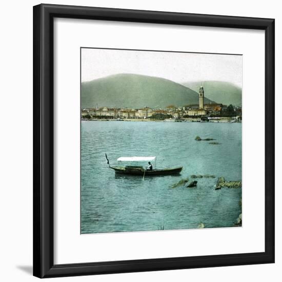 Pallanza (Italy), Boat on the Lago Maggiore-Leon, Levy et Fils-Framed Photographic Print