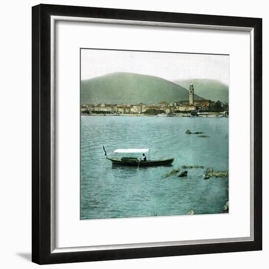 Pallanza (Italy), Boat on the Lago Maggiore-Leon, Levy et Fils-Framed Photographic Print