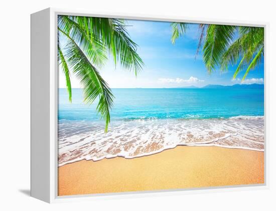 Palm and Tropical Beach-Aleksandr Ozerov-Framed Premier Image Canvas