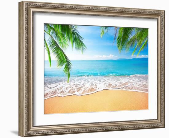 Palm and Tropical Beach-Aleksandr Ozerov-Framed Photographic Print