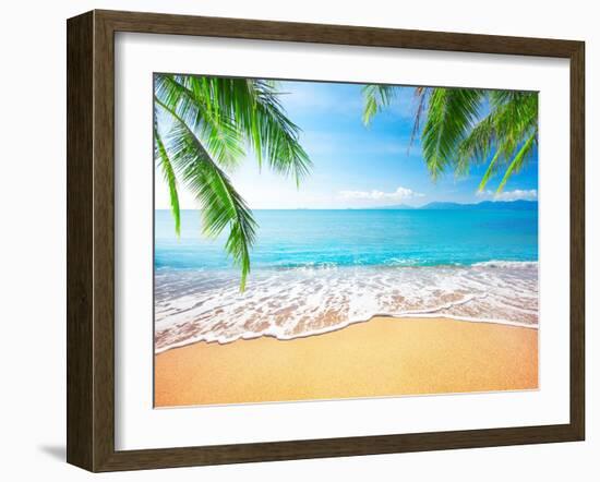 Palm and Tropical Beach-Aleksandr Ozerov-Framed Photographic Print