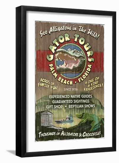 Palm Beach, Florida - Alligator Tours Vintage Sign-Lantern Press-Framed Art Print