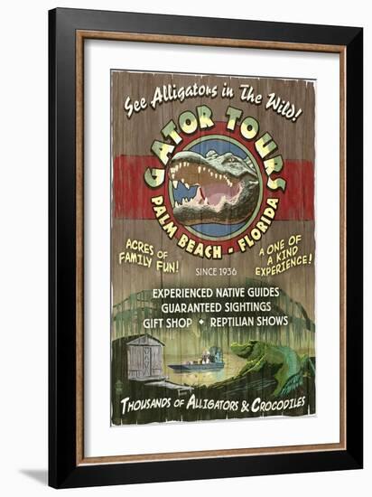 Palm Beach, Florida - Alligator Tours Vintage Sign-Lantern Press-Framed Art Print
