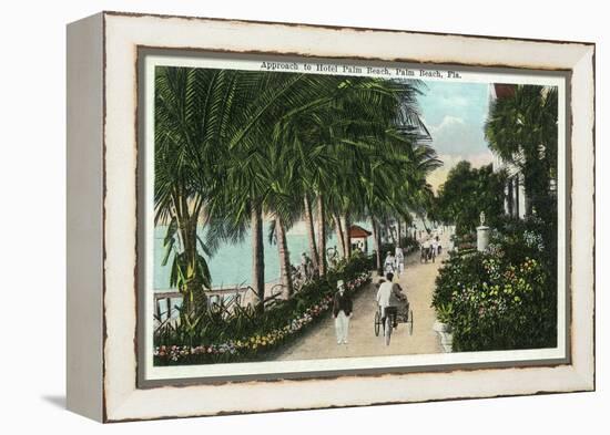 Palm Beach, Florida - Approach to Hotel Palm Beach Scene-Lantern Press-Framed Stretched Canvas