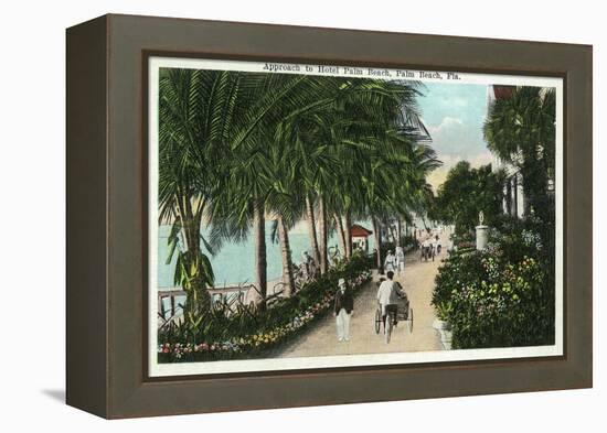 Palm Beach, Florida - Approach to Hotel Palm Beach Scene-Lantern Press-Framed Stretched Canvas
