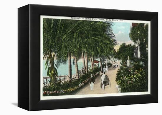 Palm Beach, Florida - Approach to Hotel Palm Beach Scene-Lantern Press-Framed Stretched Canvas