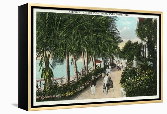 Palm Beach, Florida - Approach to Hotel Palm Beach Scene-Lantern Press-Framed Stretched Canvas