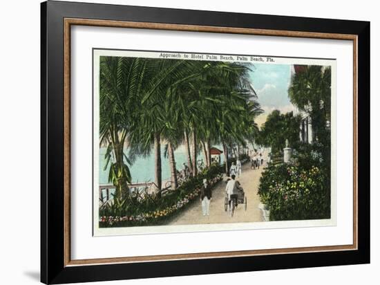 Palm Beach, Florida - Approach to Hotel Palm Beach Scene-Lantern Press-Framed Art Print