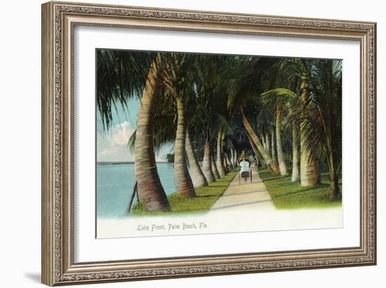 Palm Beach, Florida - Lake Front Scene-Lantern Press-Framed Art Print