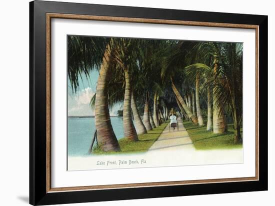 Palm Beach, Florida - Lake Front Scene-Lantern Press-Framed Art Print