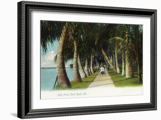 Palm Beach, Florida - Lake Front Scene-Lantern Press-Framed Art Print