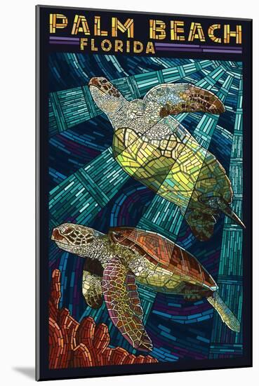 Palm Beach, Florida - Sea Turtle Paper Mosaic-Lantern Press-Mounted Art Print