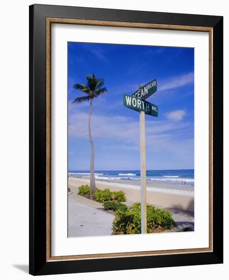 Palm Beach, Florida, USA. Signpost-Fraser Hall-Framed Photographic Print