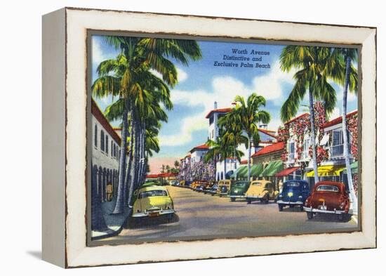 Palm Beach, Florida - View Down Worth Avenue-Lantern Press-Framed Stretched Canvas