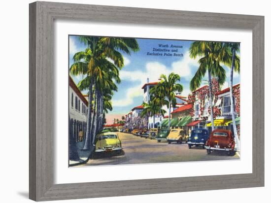 Palm Beach, Florida - View Down Worth Avenue-Lantern Press-Framed Art Print